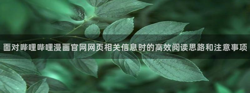 在线漫画免费阅读:面对哔哩哔哩漫画官网网页相关信息时的高效阅读思路和注意事项